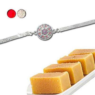 "Rakhi - SIL-6210 A (Single Rakhi),500gms of Milk Mysore Pak - Click here to View more details about this Product